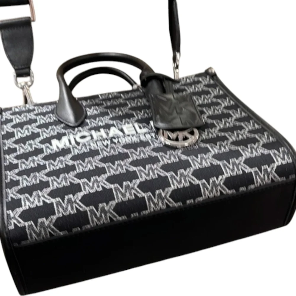 MICHAEL KORS MIRELLA SMALL shopper signature LOGO TOP ZIP black multi CROSSBODY
